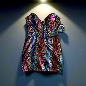 NWT RJ Crush Multicolor Strapless Mini Dress